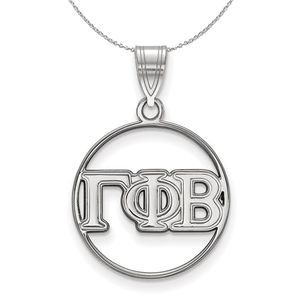 Sterling Silver Gamma Phi Beta Medium Circle Greek Necklace - 20 Inch